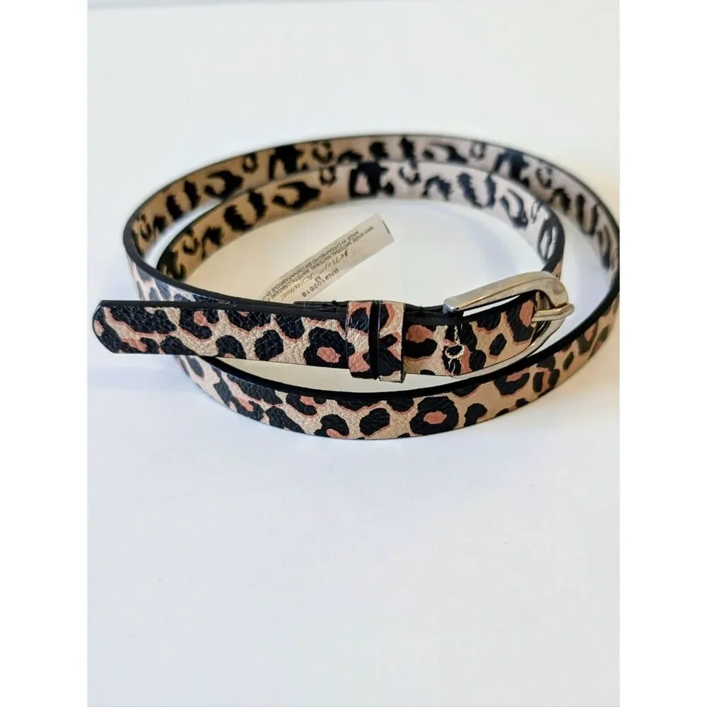 Betsey Johnson Women's Leopard Print Skinny Belt Medium